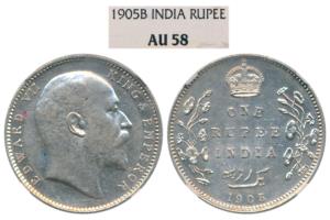 Edward VII, Silver Rupee, 1905, Bombay Mint, B incuse with dot on the vine, (Prid 201). Gr