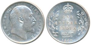 Edward VII, Silver Rupee, 1907, Calcutta Mint (Prid 193). Extremely Fine.