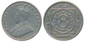 George V, Cupro-Nickel 8 Annas, 1919, Bombay Mint, (Prid 872). Very Fine, Scarce.