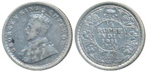 George V, Silver ¼ Rupee, 1911, Calcutta Mint, (Prid 440). Very Fine, Rare.