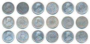 George V, Silver ¼ Rupee, 1912, Calcutta Mint, (Prid 441); Bombay Mint (Prid 454); 1913, B