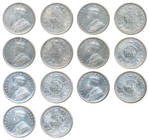 George V, Silver Rupee, 1912, 1913, 1916, 1917, 1918, 1919 and 1920, Calcutta Mint, (Prid 