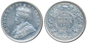 George V, Silver Rupee, 1911, Bombay Mint, (Prid 217). About Extremely Fine, Scarce.