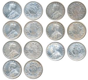 George V, Silver Rupee, 1912, 1913, 1916, 1917, 1918, 1919 and 1920 Bombay Mint, (Prid 218