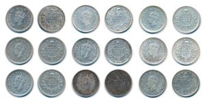 George VI, Silver and Half Silver ¼ Rupee, 1939, Bombay Mint, A / I / dot, 1st head, (Prid