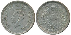 George VI, Half Silver ½ Rupee, 1943, Bombay Mint, reverse II / diamond, Unlisted in Pridm