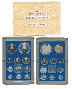 1975 Proof Set, Equality Development Peace, set of 10, 1 Paisa to Rupees 50. In immaculate