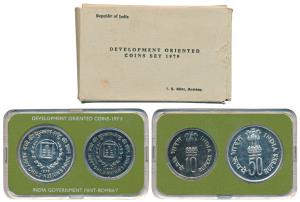 1979 Uncirculated Set, Happy Child Nation’s Pride, set of 2, Rupees 10 and 50. In near imm