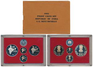1982 Proof Set, National Integration, set of 4, 50 Paisa to Rupees 100. In immaculate cond
