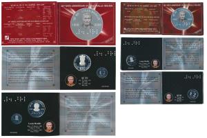 2009 Proof Set, 200th Birth Anniversary of Louis Braille, set of 2, Rupees 2 and 100; alon