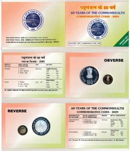 2009 Proof set, 60 Years of the Commonwealth, set of 2, Rupees 5 and 100. In immaculate co