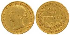 Australia, Victoria, Gold ½ Sovereign, 3.99g, 1866, Laureate head, Sydney Mint, (KM 3). Fi