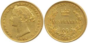 Australia, Victoria, Gold Sovereign, 8g, 1866, Laureate head, Sydney Mint, (KM 4). Very Fi