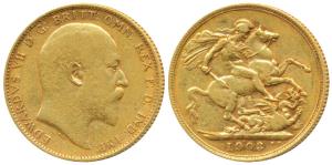 Australia, Edward VII, Gold Sovereign, 8g, 1903, rev. ’P’ mint mark for Perth Mint, (KM 15