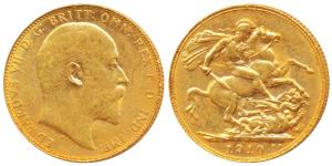 Australia, Edward VII, Gold Sovereign, 8g, 1910, rev. ’P’ mint mark for Perth Mint, (KM 15