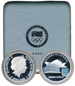 Australia, Elizabeth II, Silver Proof Coin, $ 5, 36.31g, 2004, the journey from the Sydney