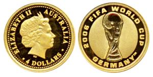 Australia, Elizabeth II, Gold $4, 1.27g, 2006, Fifa World Cup. Proof.