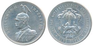 German East Africa, Wilhelm II, Silver Rupien / Rupee, 11.59g, 1890 (KM 2). Extremely Fine