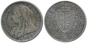 Great Britain, Victoria, Silver ½ Crown, veiled bust, 1899, (KM 782). Very Fine+.