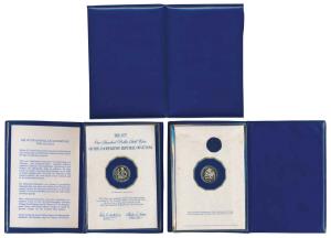 Guyana, Gold 100 Dollars, 5.58g, .500 fine, 1977 (KM 47). Proof, housed in a blue jacket w