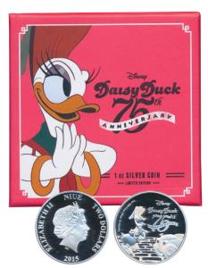 Niue, Elizabeth II, Silver $ 2, 1 oz., 2014, rev. an iconic image of Daisy Duck the Walt D
