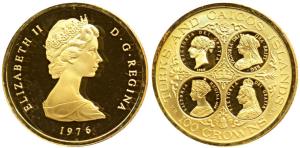 Turks & Caicos Islands, Gold 100 Crowns, 18g, 1976, the reverse illustrates all four diffe