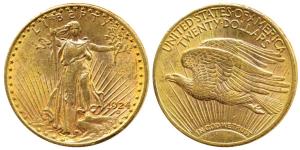 United States of America, Saint-Gaudens double eagle Gold $20, 33.4g,Liberty standing on o