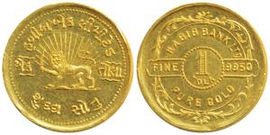 Habib Bank Ltd, Gold 1 Tola, .9950 fine, 11.64g, Lion holding a sword, with name of the co