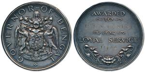 Governor of Bengal Presentation Medal, Silver, 93.35g, arms of the Governor in center on o