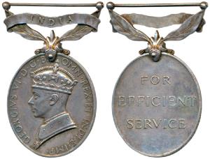 Efficiency Medal, George VI, Silver, India on foliated bar, awarded to Private A.O. Minist