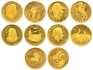 Gold Medals, made by famous medallist Panimex, each 3.5g, John Heinr, O. Dodhajskey, Johan