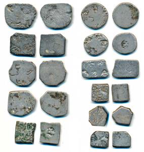 Archaic Punch-marked Coinage, Mauryan Imperial Series, Silver Karshapana (11), various sym