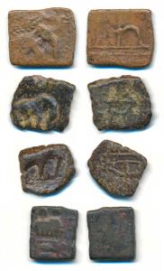 Chera Kingdom, Copper un-inscribed (4), the first three obv. elephant standing to right, t