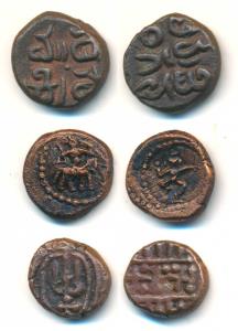 Thanjavur Nayaka, Madurai Nayaka and Thanjavur Maratha, Copper Kasu (3), the first with da