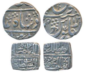 Mahmud Shah II, Silver ½ Tanka; Maratha Kingdom, Silver Rupee, Chandore Mint, in the name 