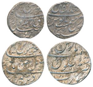 Farrukhsiyar, Silver Rupee (2), Dar-ul-Khilafat Shahjahanabad Mint, AH 1126/3; Surat Mint,