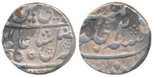 Murshidabad Mint, Silver Rupee, 11.48g, in the name of Shah Alam II, RY 2, obv. star mintm