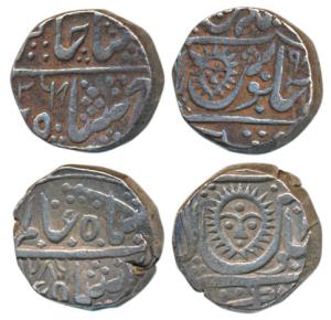 Tukoji Rao II, Silver Rupee (2), Malharnagar Mint, in the name of Shah Alam II, Ah 1268 an