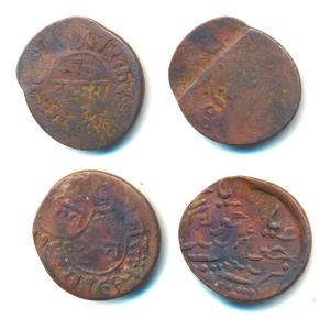 Rasul Muhammad Khan, Copper Dokdo, 3.56g, Error, both double struck. Fine+ and Very Fine+.