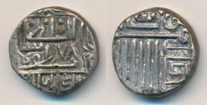 Silver Kori, 4.71g, with the name of Muzaffar Shah III of Gujarat Sultanate and Nagari leg