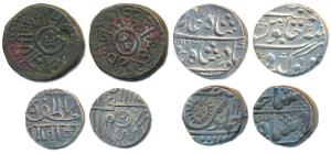 Nawanagar, Jam Vibhaji, Silver Kori and 2 Dokda, VS 1943; Indore, Silver Rupee, Malharnaga