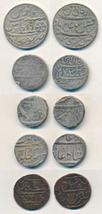 Bengal Presidency Silver ½ Rupee, Murshidabad Mint; Baroda, Malhar Rao, AH 1290; Bombay Pr