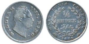 William IV, Silver ¼ Rupee, 1835, Bombay Mint, No initials, Wreath with 20 Berries, (Prid 