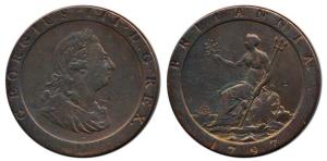 Great Britain, George III, Copper Cartwheel Penny, 1797, laureate bust of the ruler on obv