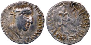 Western Kshatrapa, Nahapana , Silver Drachma, 2.07g, obv. bust of the king and corrupt leg