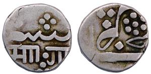 Malhar Rao, Silver ½ Rupee, 5.51g, Nagari Ma and Ga on obv.