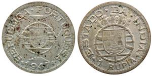 Silver 1 Rupia, 11.92g, 1947 (KM 27).