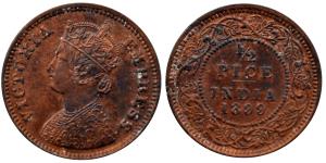 Victoria Empress, Copper ½ Pice, 3.4g, 1899, (KM 484).