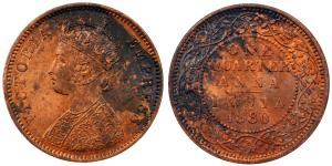 Victoria Empress, Copper, ¼ Anna, 6.36g, 1880, (KM 486).