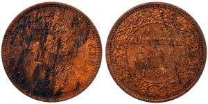 Victoria Empress, Copper, ¼ Anna, 6.5g, 1880, (KM 486).